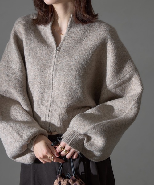 each（イーチ）の「ダブルジップ圧縮ニットボリュームスリーブパーカー（パーカー・レディース・ブラック/モカ/ブラウン・FREE）」の11枚目の写真