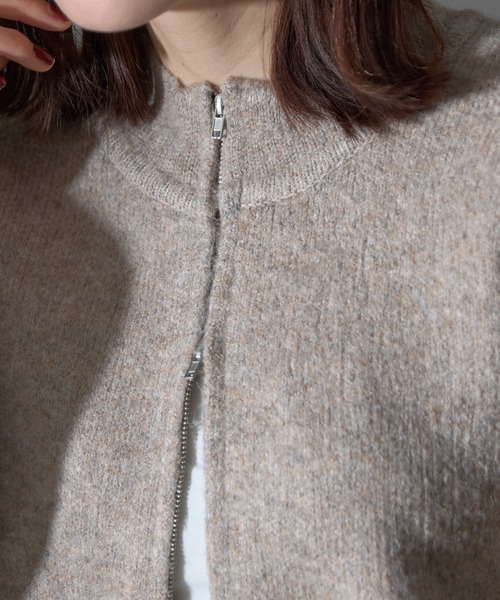 each（イーチ）の「ダブルジップ圧縮ニットボリュームスリーブパーカー（パーカー・レディース・ブラック/モカ/ブラウン・FREE）」の6枚目の写真