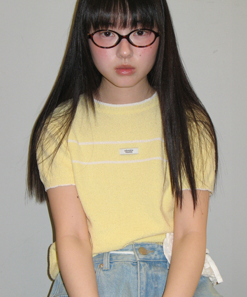RONRON(ロンロン)の「MINIMAL POINT SHORT SLEEVE KNIT SOFT YELLOW(ニット/セーター・レディース・その他・FREE)」の1枚目の写真