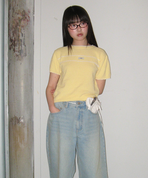 RONRON(ロンロン)の「MINIMAL POINT SHORT SLEEVE KNIT SOFT YELLOW(ニット/セーター・レディース・その他・FREE)」の2枚目の写真