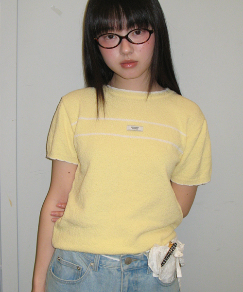 RONRON(ロンロン)の「MINIMAL POINT SHORT SLEEVE KNIT SOFT YELLOW(ニット/セーター・レディース・その他・FREE)」の4枚目の写真