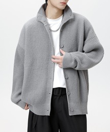 ふわもち リブ編みニット ドロップショルダー カーディガン