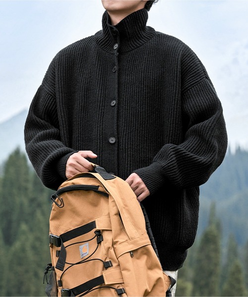 JOHNNY WOLF(ジョニーウルフ)の「ふわもち リブ編みニット ドロップショルダー カーディガン(カーディガン/ボレロ・メンズ・グレー/オフホワイト/ライトピンク/ブラック/ベージュ・S/M/L)」の1枚目の写真