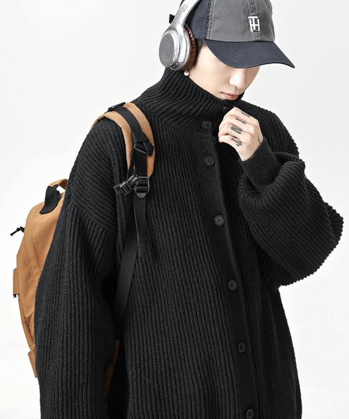 JOHNNY WOLF(ジョニーウルフ)の「ふわもち リブ編みニット ドロップショルダー カーディガン(カーディガン/ボレロ・メンズ・グレー/オフホワイト/ライトピンク/ブラック/ベージュ・S/M/L)」の16枚目の写真