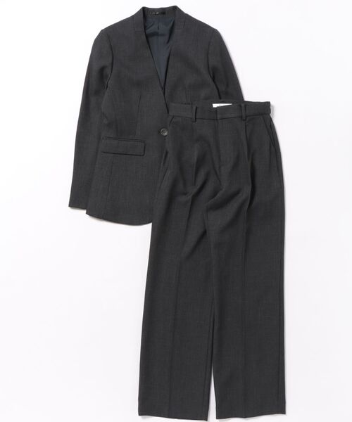 m.f.editorial（エムエフエディトリアル）の「【ストレッチ ウォッシャブル】m.f.エディトリアルレディース リラクシング カラーレスジャケット＋セミワイドパンツ シャーク紺（スーツセット・レディース・ネイビー・S/MEDIUM/LARGE/X-LARGE）」の13枚目の写真