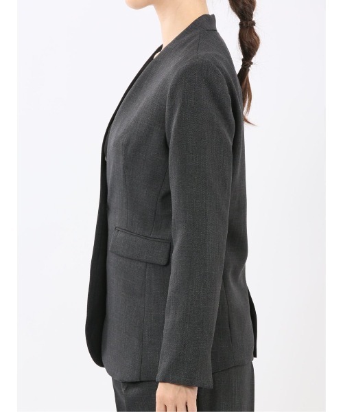 m.f.editorial（エムエフエディトリアル）の「【ストレッチ ウォッシャブル】m.f.エディトリアルレディース リラクシング カラーレスジャケット＋セミワイドパンツ シャーク紺（スーツセット・レディース・ネイビー・S/MEDIUM/LARGE/X-LARGE）」の17枚目の写真