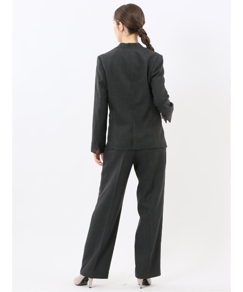 m.f.editorial（エムエフエディトリアル）の「【ストレッチ ウォッシャブル】m.f.エディトリアルレディース リラクシング カラーレスジャケット＋セミワイドパンツ シャーク紺（スーツセット・レディース・ネイビー・S/MEDIUM/LARGE/X-LARGE）」の11枚目の写真