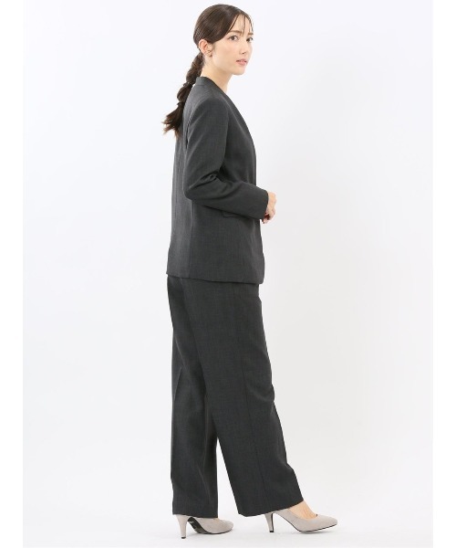 m.f.editorial（エムエフエディトリアル）の「【ストレッチ ウォッシャブル】m.f.エディトリアルレディース リラクシング カラーレスジャケット＋セミワイドパンツ シャーク紺（スーツセット・レディース・ネイビー・S/MEDIUM/LARGE/X-LARGE）」の12枚目の写真