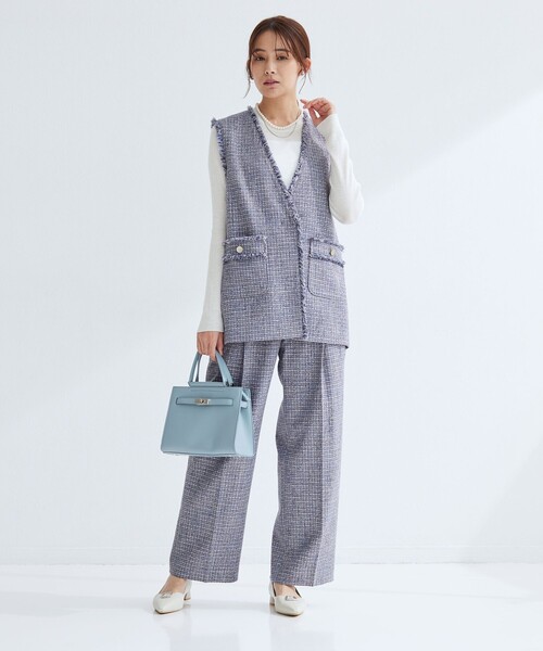 セール】［size SHORTあり］ライト ツイードライク ジレ（ベスト