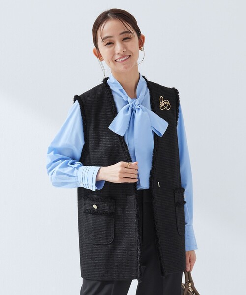 size SHORTあり］ライト ツイードライク ジレ（ベスト）｜green label