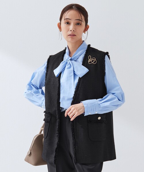 size SHORTあり］ライト ツイードライク ジレ（ベスト）｜green label