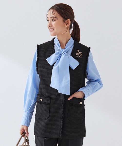 セール】［size SHORTあり］ライト ツイードライク ジレ（ベスト