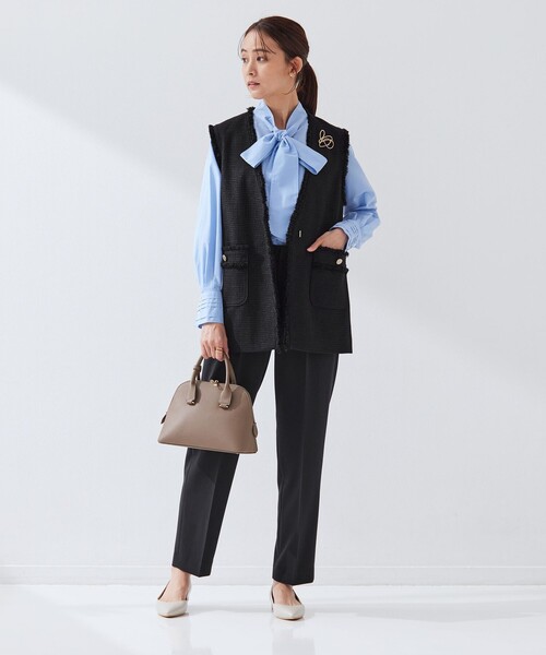 size SHORTあり］ライト ツイードライク ジレ（ベスト）｜green label