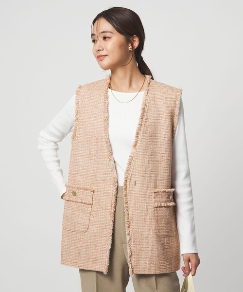 size SHORTあり］ライト ツイードライク ジレ（ベスト）｜green label