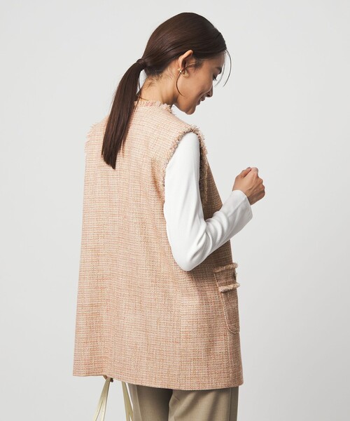 green label relaxing（グリーンレーベルリラクシング）の「［size SHORTあり］ライト ツイードライク ジレ（ベスト・レディース・ネイビー/コバルトブルー/レッド・SHORT/FREE）」の6枚目の写真