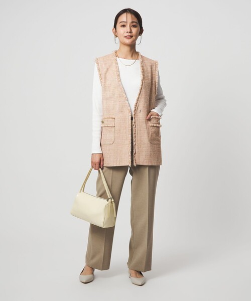 green label relaxing（グリーンレーベルリラクシング）の「［size SHORTあり］ライト ツイードライク ジレ（ベスト・レディース・ネイビー/コバルトブルー/レッド・SHORT/FREE）」の7枚目の写真