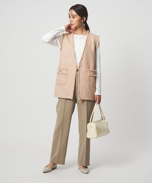 green label relaxing（グリーンレーベルリラクシング）の「［size SHORTあり］ライト ツイードライク ジレ（ベスト・レディース・ネイビー/コバルトブルー/レッド・SHORT/FREE）」の9枚目の写真