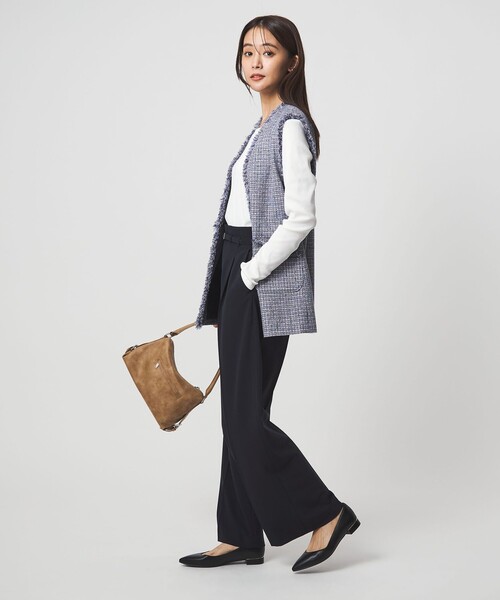 green label relaxing（グリーンレーベルリラクシング）の「［size SHORTあり］ライト ツイードライク ジレ（ベスト・レディース・ネイビー/コバルトブルー/レッド・SHORT/FREE）」の12枚目の写真