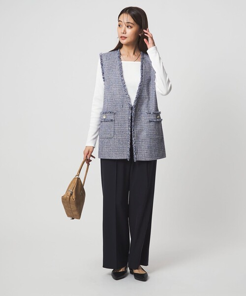 green label relaxing（グリーンレーベルリラクシング）の「［size SHORTあり］ライト ツイードライク ジレ（ベスト・レディース・ネイビー/コバルトブルー/レッド・SHORT/FREE）」の13枚目の写真