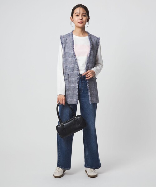 green label relaxing（グリーンレーベルリラクシング）の「［size SHORTあり］ライト ツイードライク ジレ（ベスト・レディース・ネイビー/コバルトブルー/レッド・SHORT/FREE）」の14枚目の写真