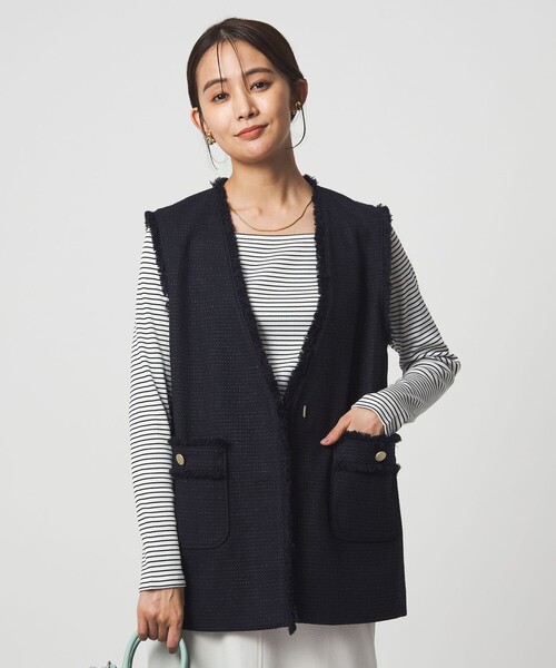 セール】［size SHORTあり］ライト ツイードライク ジレ（ベスト