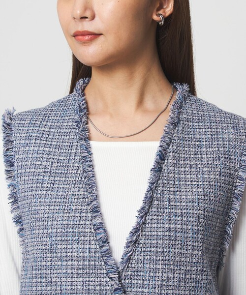 size SHORTあり］ライト ツイードライク ジレ（ベスト）｜green label