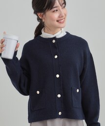 【洗濯機可】きちんと感が魅力 ジャケットライクカーディガン