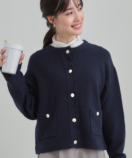 洗濯機可/S-LL】きちんと感が魅力 ジャケットライクカーディガン