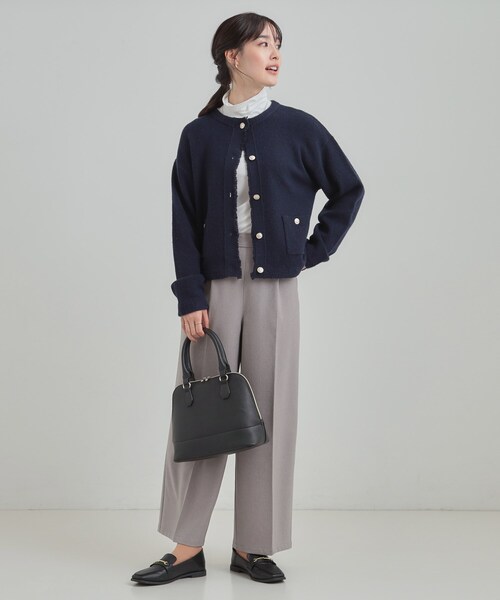 DRESKIP（ドレスキップ）の「【洗濯機可】きちんと感が魅力 ジャケットライクカーディガン（カーディガン/ボレロ・レディース・ライトグレー/ネイビー/サックスブルー・01/02/03/04）」の8枚目の写真