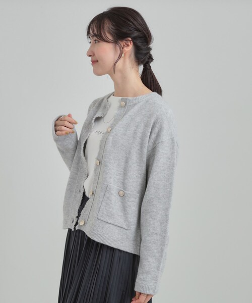 DRESKIP（ドレスキップ）の「【洗濯機可】きちんと感が魅力 ジャケットライクカーディガン（カーディガン/ボレロ・レディース・ライトグレー/ネイビー/サックスブルー・01/02/03/04）」の10枚目の写真