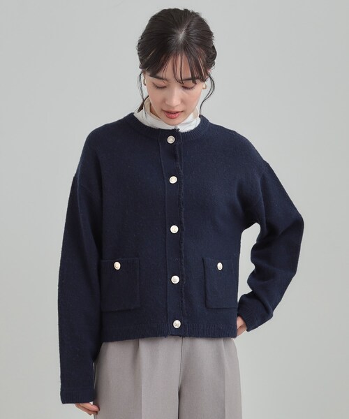 洗濯機可/S-LL】きちんと感が魅力 ジャケットライクカーディガン