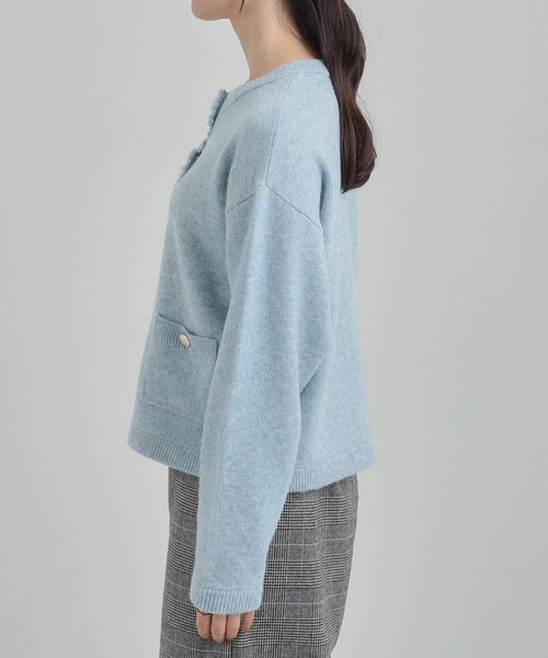 DRESKIP（ドレスキップ）の「【洗濯機可】きちんと感が魅力 ジャケットライクカーディガン（カーディガン/ボレロ・レディース・ライトグレー/ネイビー/サックスブルー・01/02/03/04）」の9枚目の写真