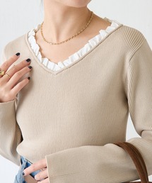 フリルリブニット