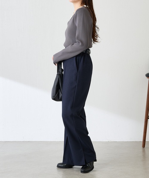 COLLAGE GALLARDAGALANTE（コラージュガリャルダガランテ）の「フリルリブニット（ニット/セーター・レディース・チャコールグレー/ベージュ・FREE）」の9枚目の写真