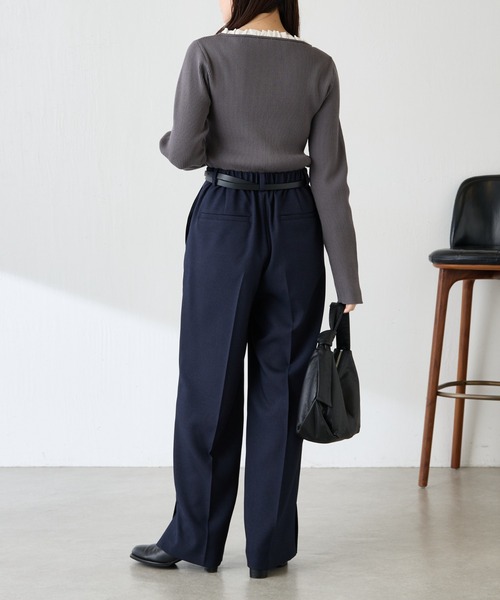 COLLAGE GALLARDAGALANTE（コラージュガリャルダガランテ）の「フリルリブニット（ニット/セーター・レディース・チャコールグレー/ベージュ・FREE）」の10枚目の写真