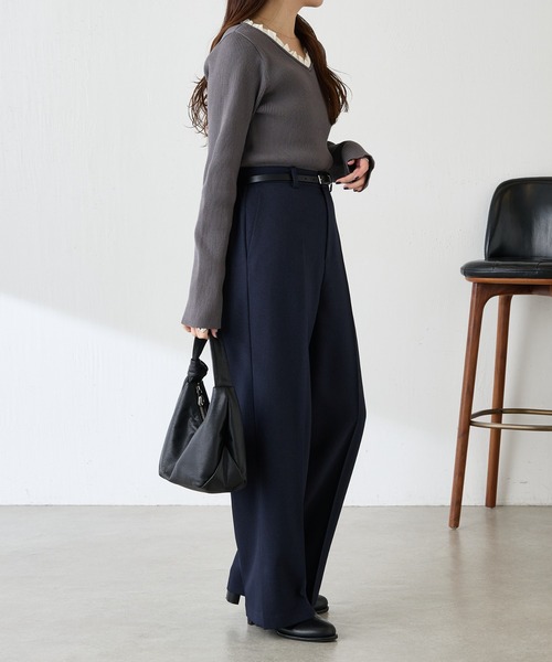 COLLAGE GALLARDAGALANTE（コラージュガリャルダガランテ）の「フリルリブニット（ニット/セーター・レディース・チャコールグレー/ベージュ・FREE）」の11枚目の写真