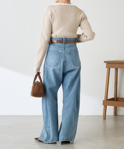 COLLAGE GALLARDAGALANTE（コラージュガリャルダガランテ）の「フリルリブニット（ニット/セーター・レディース・チャコールグレー/ベージュ・FREE）」の18枚目の写真