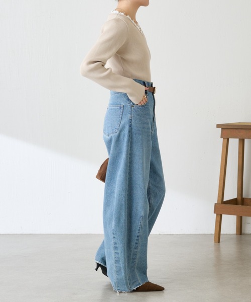 COLLAGE GALLARDAGALANTE（コラージュガリャルダガランテ）の「フリルリブニット（ニット/セーター・レディース・チャコールグレー/ベージュ・FREE）」の19枚目の写真