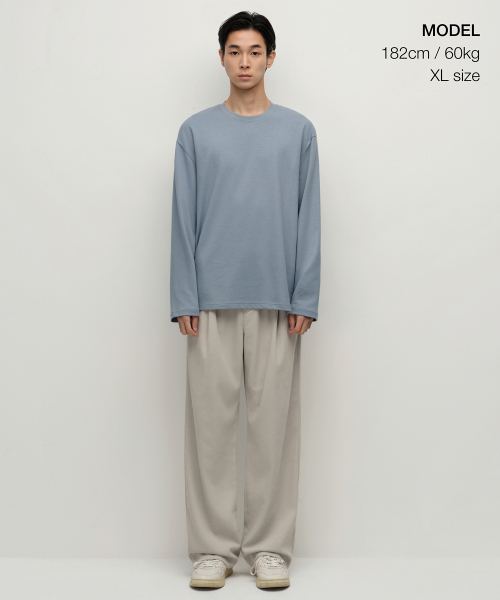 MUSINSA STANDARD（ムシンサスタンダード）の「[ヒートタンダード] クルーネック長袖Tシャツ [クラウディブルー]（Tシャツ/カットソー・メンズ・その他・SMALL/MEDIUM/LARGE/X-LARGE/XX-LARGE/XXX-LARGE）」の2枚目の写真