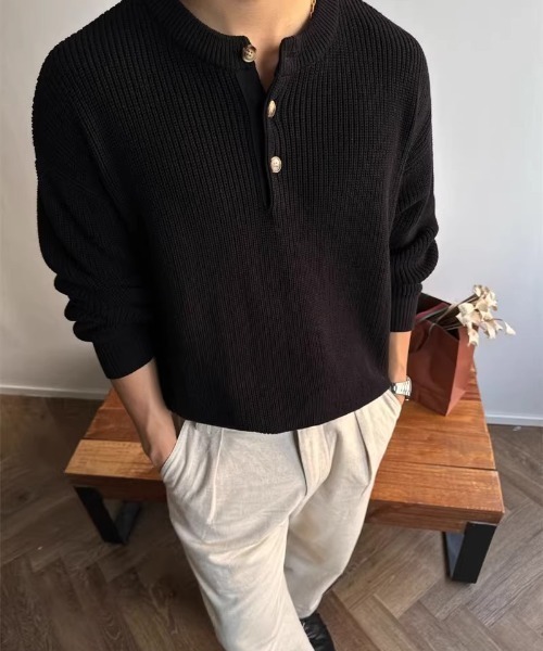 ヘンリーネック ニット セーター（ニット/セーター）｜DEVICE