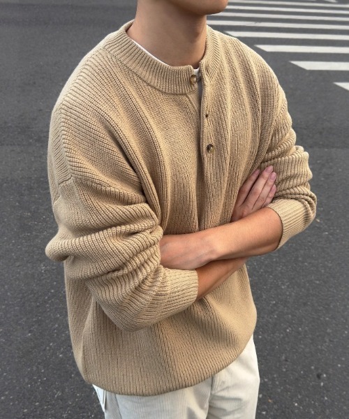 ヘンリーネック ニット セーター（ニット/セーター）｜DEVICE