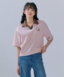 CHASECULT（チェイスカルト）の「Women's color matching collar 5-part t-shirt - CERG5762B0P（ポロシャツ）」