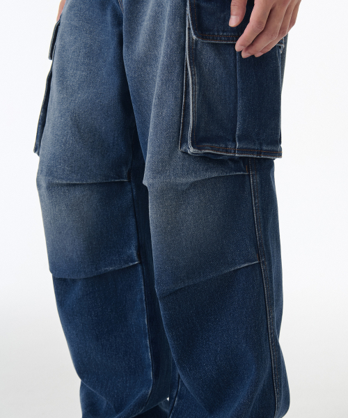 MUSINSA STANDARD（ムシンサスタンダード）の「デニムパラシュートカーゴパンツ [ミディアムインディゴ]（デニムパンツ・メンズ・その他・40/38/42/36/34/28/29/32/30/31/33/26/27）」の6枚目の写真