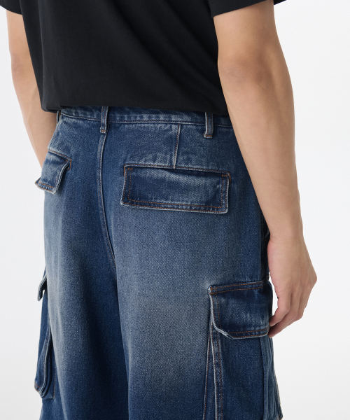 MUSINSA STANDARD（ムシンサスタンダード）の「デニムパラシュートカーゴパンツ [ミディアムインディゴ]（デニムパンツ・メンズ・その他・40/38/42/36/34/28/29/32/30/31/33/26/27）」の7枚目の写真