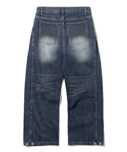 TRILLION（トリリオン）の「サイドタックスナップボタンワイドデニムパンツ (ブルーグレー)（デニムパンツ・レディース・その他・X-LARGE/SMALL/MEDIUM/LARGE）」の4枚目の写真