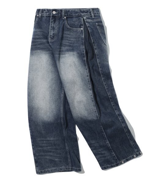 TRILLION（トリリオン）の「サイドタックスナップボタンワイドデニムパンツ (ブルーグレー)（デニムパンツ・レディース・その他・X-LARGE/SMALL/MEDIUM/LARGE）」の5枚目の写真
