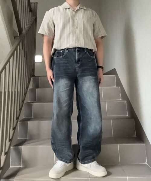 TRILLION（トリリオン）の「サイドタックスナップボタンワイドデニムパンツ (ブルーグレー)（デニムパンツ・レディース・その他・X-LARGE/SMALL/MEDIUM/LARGE）」の19枚目の写真