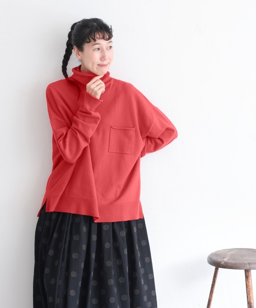 soulberry(ソウルベリー)の「くるしゅうない!タートル てんぽ別注カラー(ニット/セーター・レディース・ブラウン/レッド/パープル・3L/LL/L/M/5L/4L)」の12枚目の写真