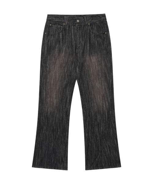 WESLEYHYUSTON(ウェズリーユーストン)の「HARSH DYEING SLUB DENIM PANTS BLACK(デニムパンツ・レディース・その他・SMALL/MEDIUM/LARGE/X-SMALL)」の1枚目の写真