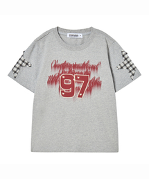 LETTERING 97 CHECK STAR CREWNECK TEE MELANGE GRAY